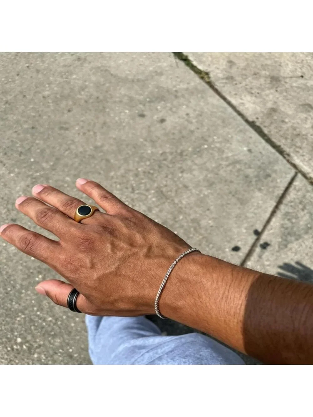 18K Gold Plated Signet Ring for Men & Women, Black Onyx Inlay, Comfort Fit, Size